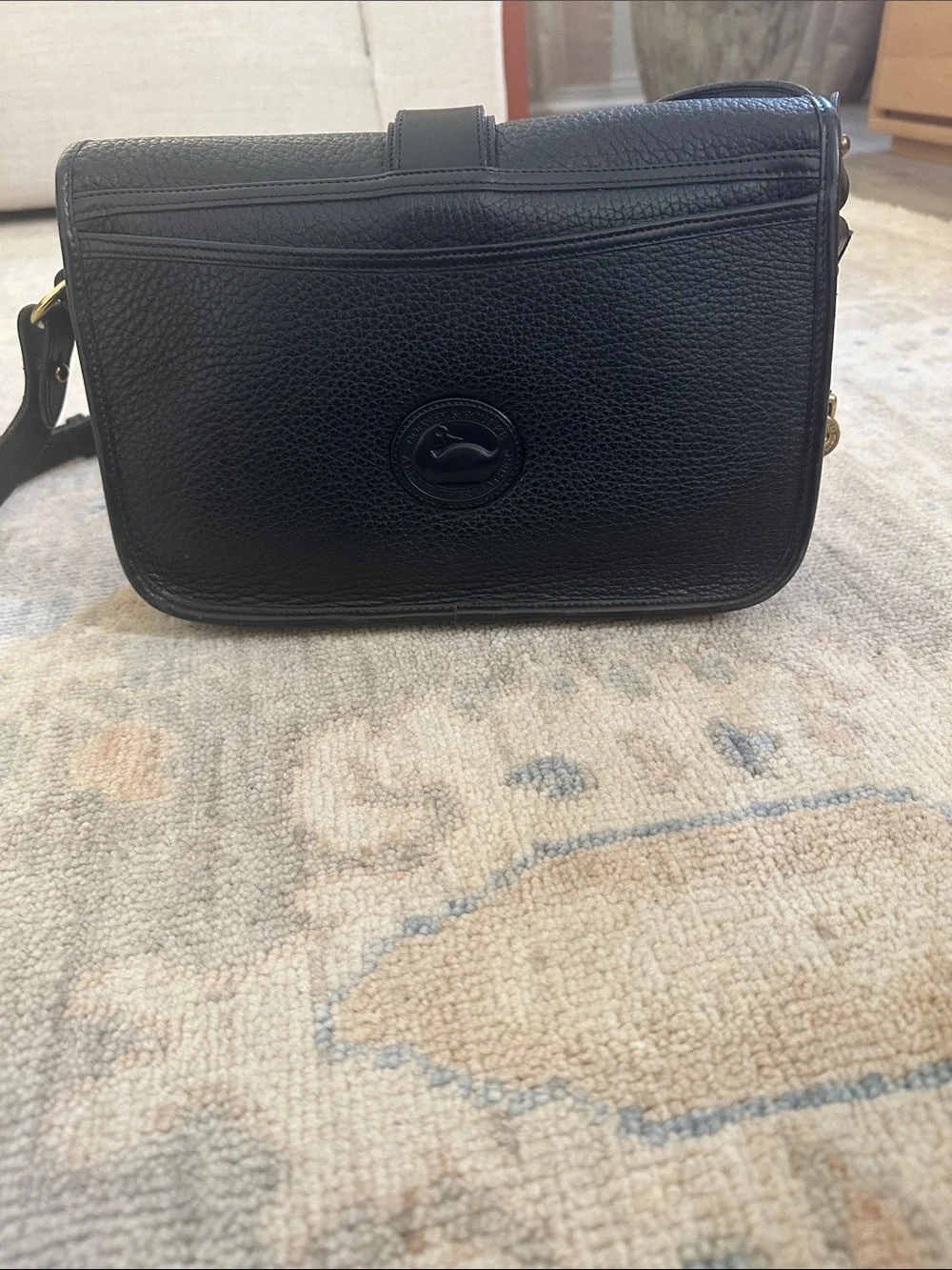 Vintage Dooney & Bourke Saddle Bag AWL All Weather Leather. Black on Black